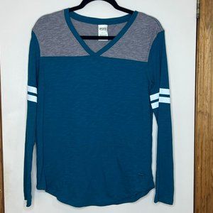 Small PINK Victorias Secret Long Sleeve V Neck Blue/Teal Grey/Gray NEVER WORN